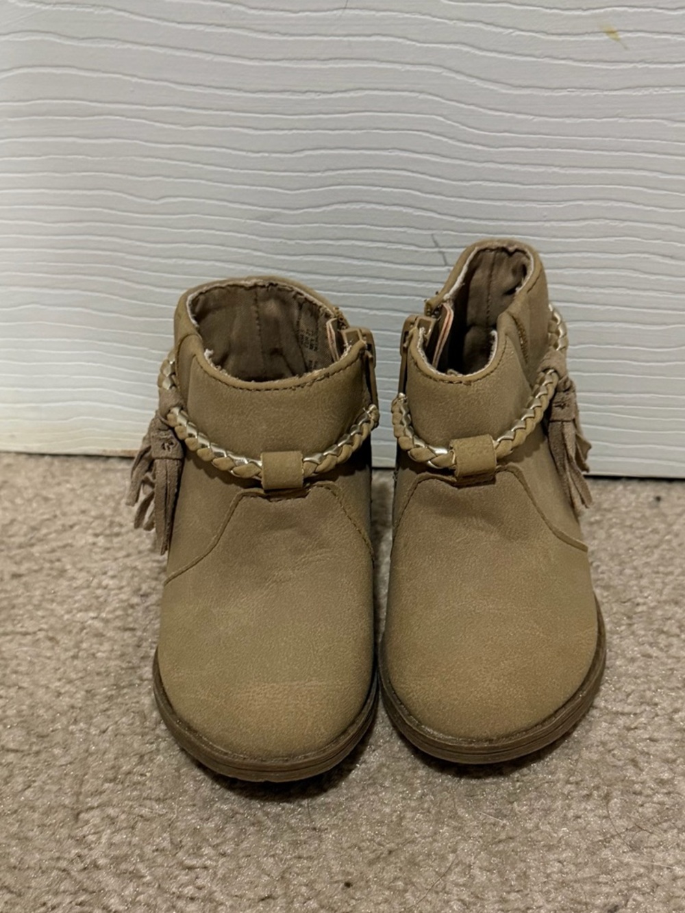 wonder nation Tan Braided Tassel Ankle Boots